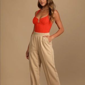 Aria bright red ribbed bustier bodysuit